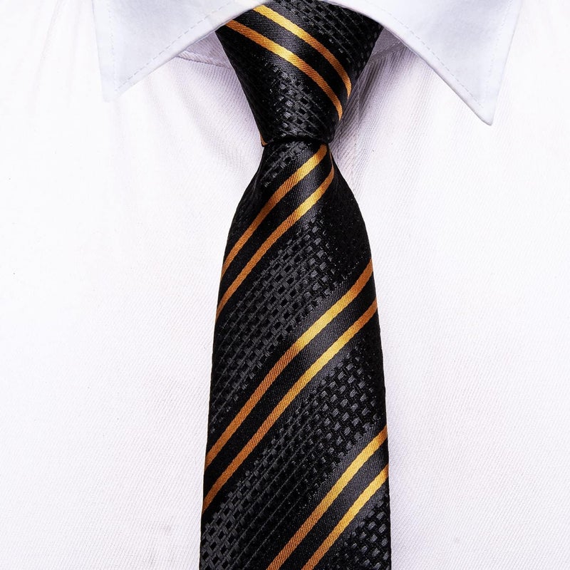 Dubulle Ties for Boys Self Tie Silk Paisely Striped Kids Necktie and Pocket Square Set for Age 8-11 - Image 5